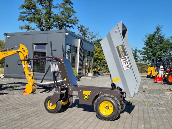 Taczka elektryczna NEX N500E — samowyładowcze wozidło, udźwig 500 kg